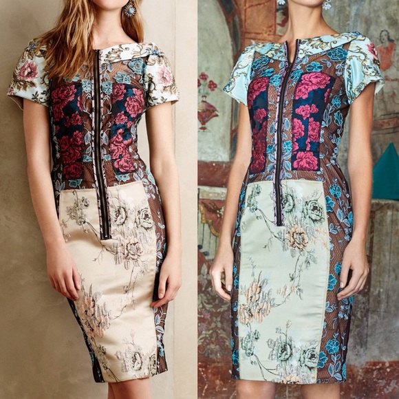 Byron Lars Dresses & Skirts - Anthropologie Beguile Byron Lars Lasercut Tapestry Pieced Brocade Dress Floral 2